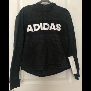 Girls ADIDAS black/white Hoodie w/ hood and pocket